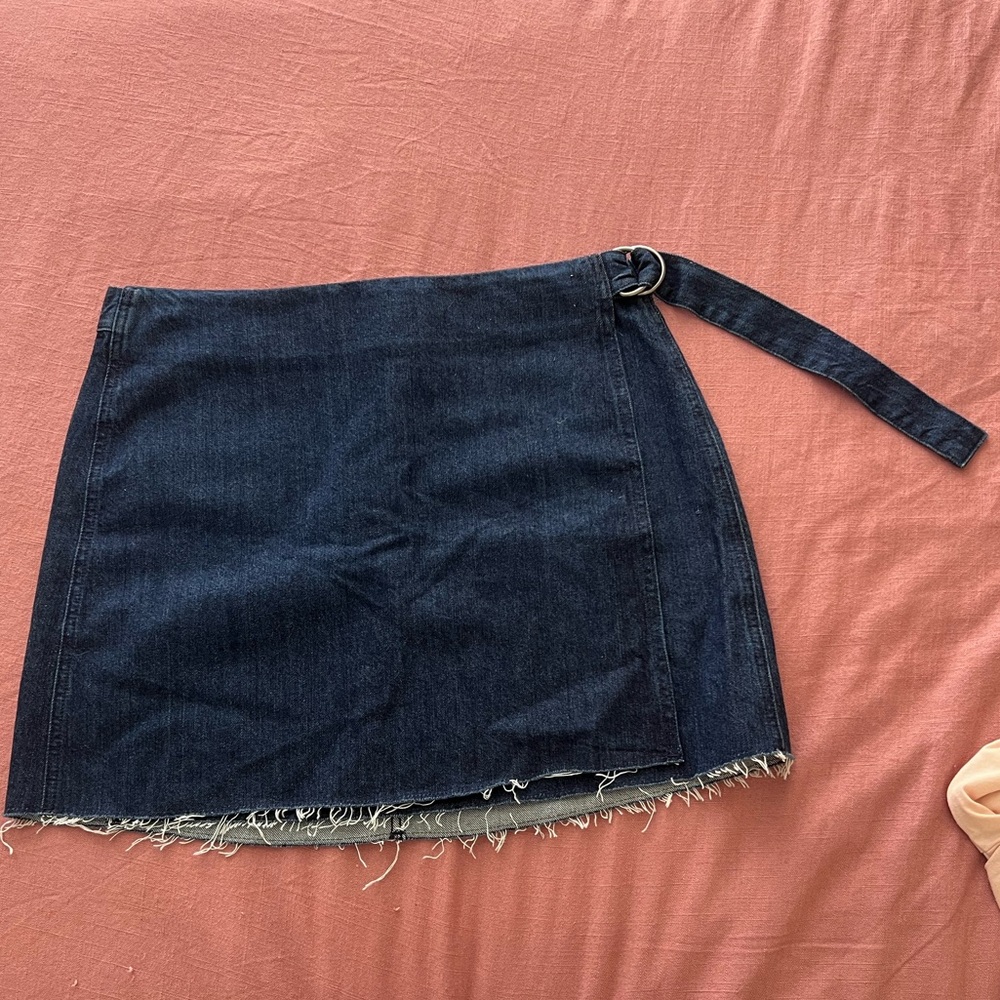 NWT Madewell denim wrap mini skirt